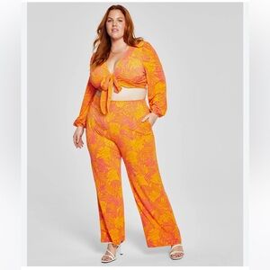 Bar III Plus Size Printed Soft Pants and top SET
